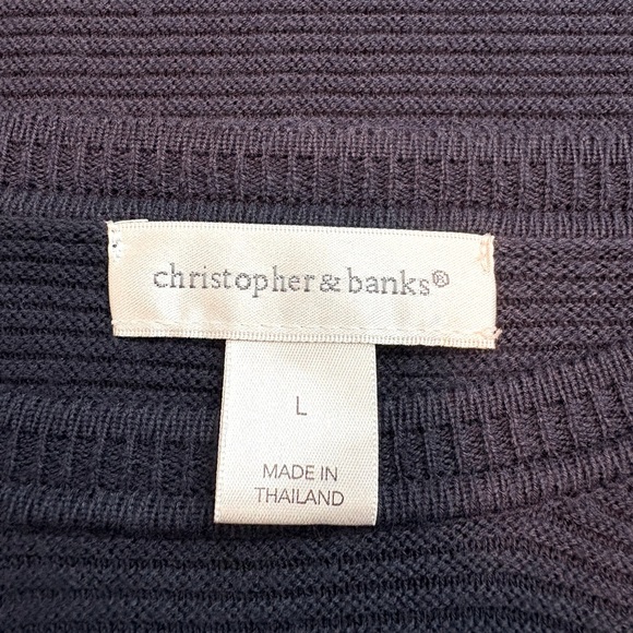 Christopher & Banks Ribbed PullOver Sweater, Size Large, Cotton/Rayon, Navy Blue - Picture 6 of 6